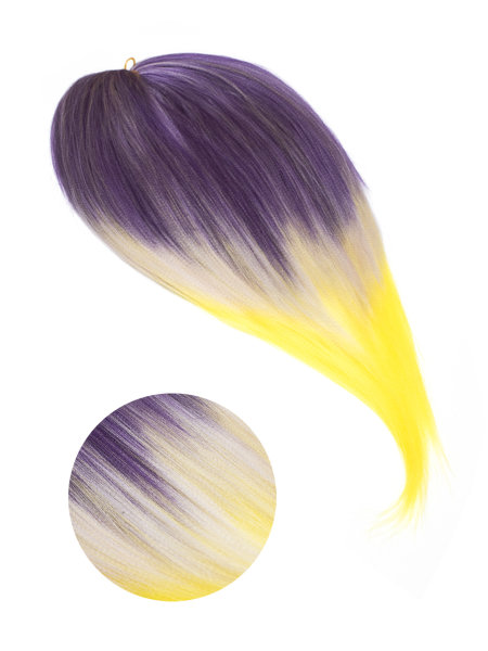 Hairshop Канекалон Вау Джау Ф5/Ф1/Ж4 1,3м/100 г (Фиолетово-баклажановы/пастельный фиолетовый/Желтый)