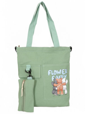 Сумка FD 1338 green молодежн. (с кошельком) текстиль